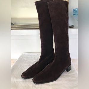 EUC Stuart Weitzman Stretch Suede Boots, Brown, Size 8.5/39.5